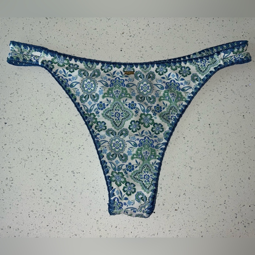 Holster Swim Blue High-leg Embroidered Stitch Strappy Cheekiest Bikini Bottom L - Picture 5 of 6